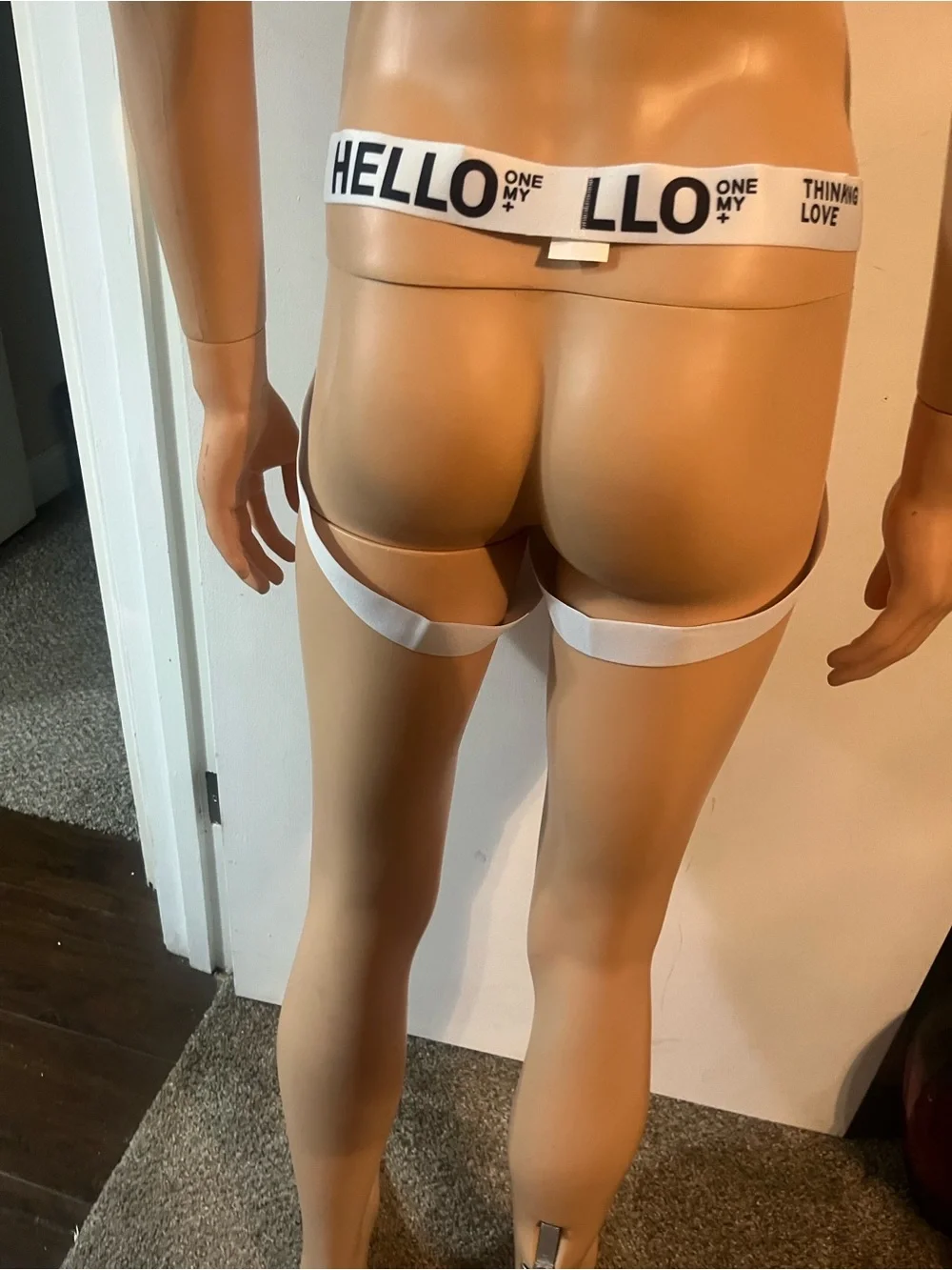 SHEIN White Men's Athletic Jockstrap with HELLO Waistband